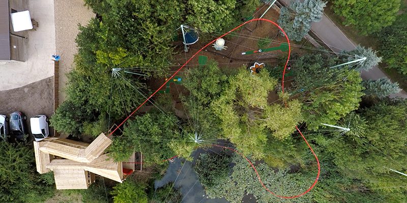 ZipZag Ride zipline coaster through the park ZipZag Ride zipline coaster