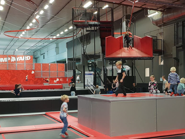 Landing the ZipZag ride above the trampoline park